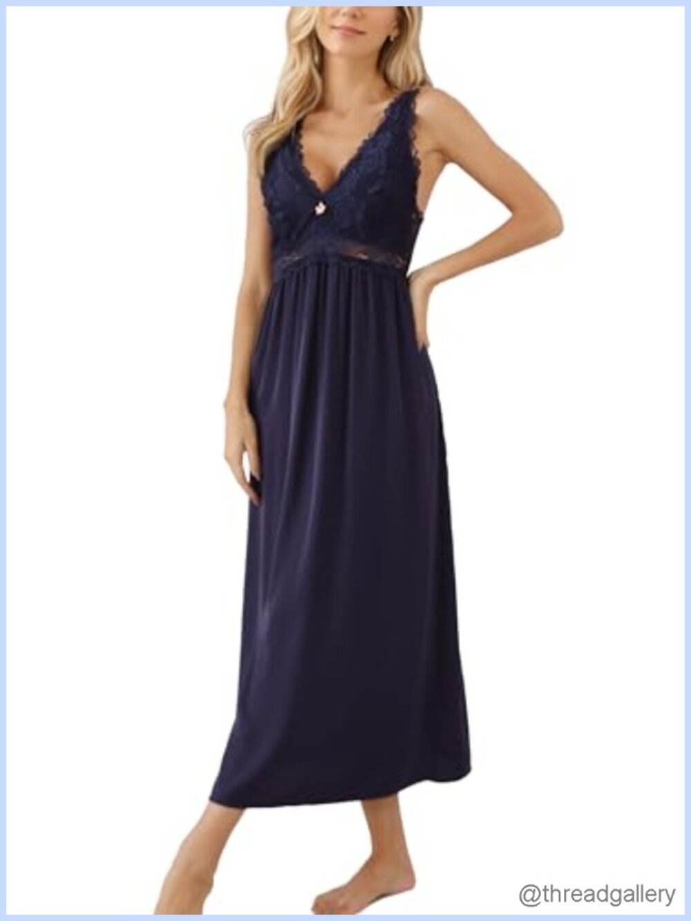 Sexy Long Floral Lace Nightgown Silky Chemise Full Slip Sleepwear